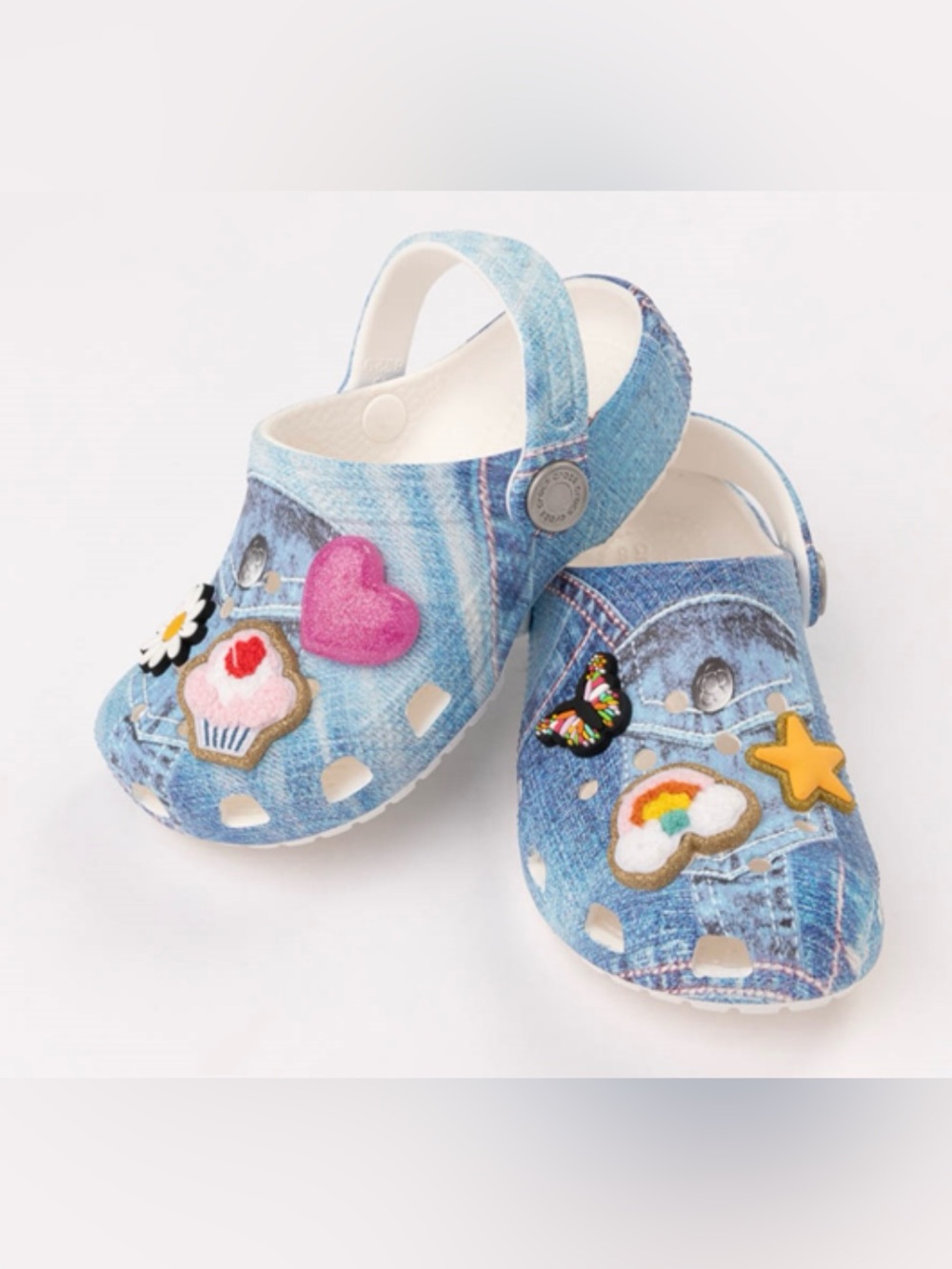 Crocs Classic Denim Patch Print Clog NWOT